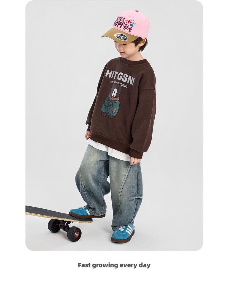 Boys' Fleece-Lined Jeans: Winter 2025 Style for Kids - Thick, Warm, and Stylish Long Pants