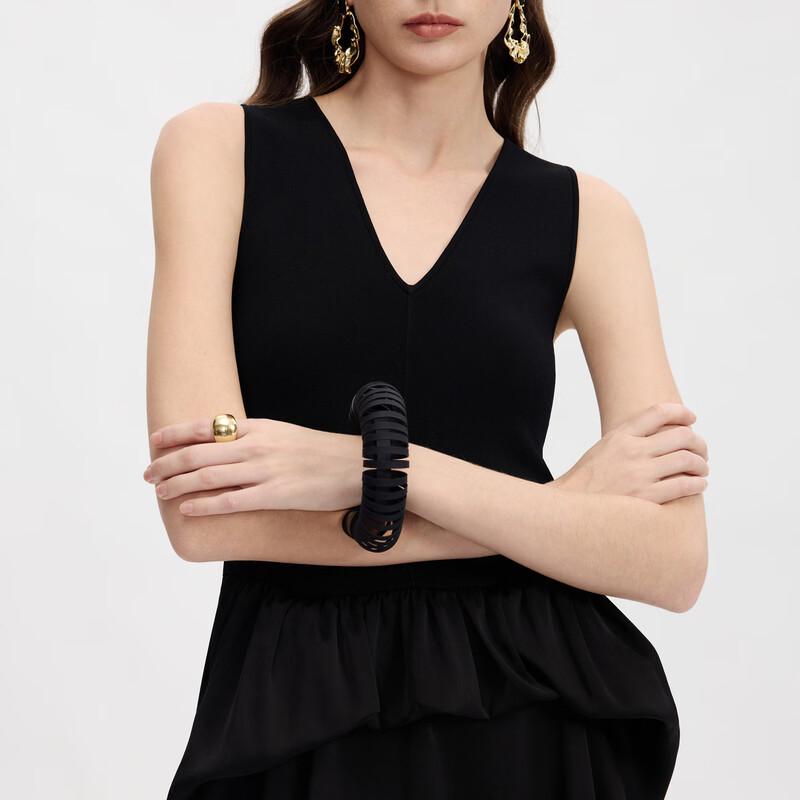 LANCY Elegant V-Neck Sleeveless A-Line Midi Dress