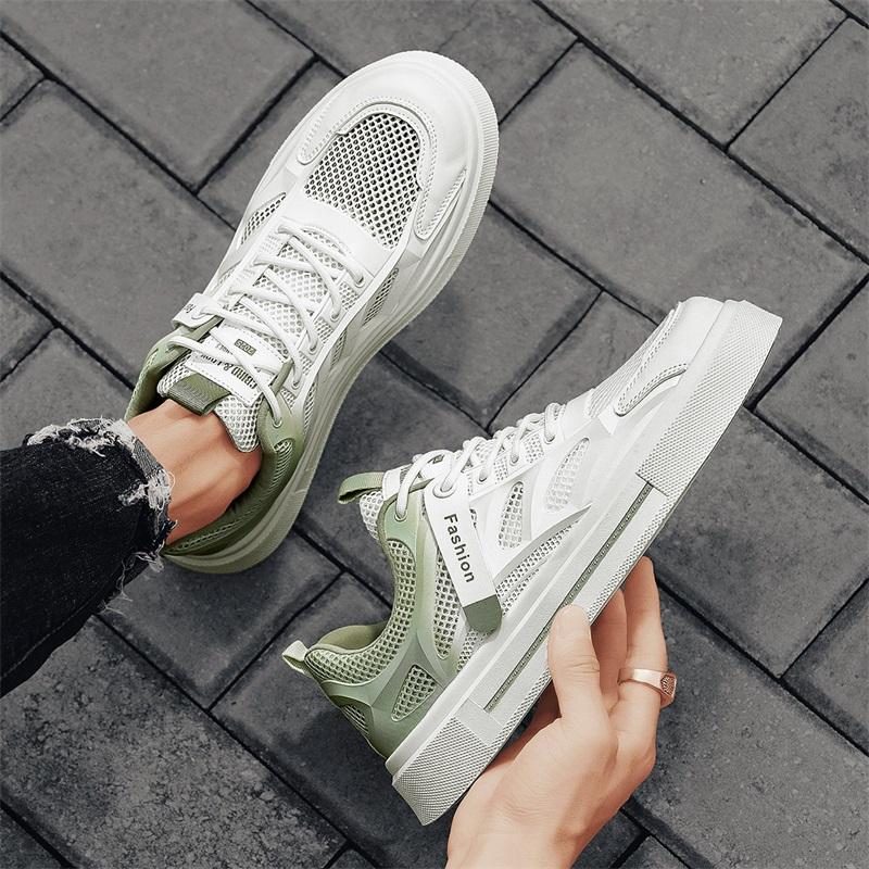 Men's Shoes Summer Breathable Anti Slip Mesh Thin Style Student Sports Leisure White Board Shoes Versatile Trendy Mesh Shoes