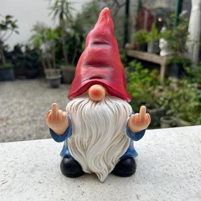 Middle Finger Gnome Statue9CM Naughty Garden Gnome Statue Decoration and Lawn Ornament - Funny Garden Gnomes for Outdoor or Home Decor, Red, WSH004