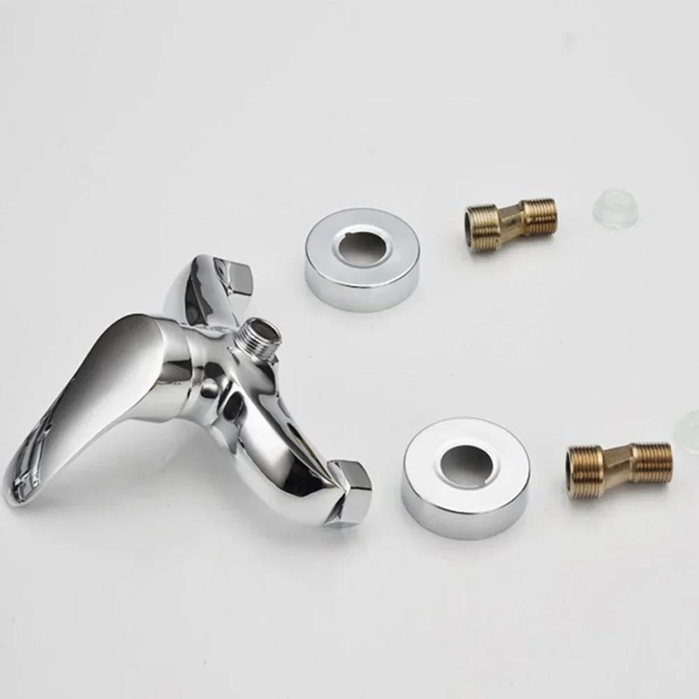 G1/2in Polished Chrome Finish Wall Mounted Bathroom Bathtub Shower Tap Mixer Faucet Lifting Type Zinc Alloy Shower Faucet Holder