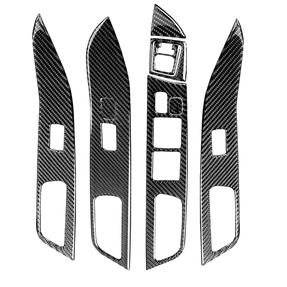 Carbon Fiber Window Lift Switch Panel Cover Trim For Mitsubishi 08-15 Lancer EVO