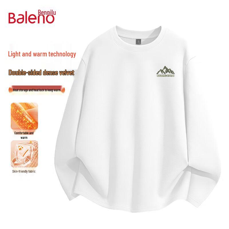Baleno Men's 2025 Winter De-velvet Long Sleeve Round Neck Thermal Base Layer Shirt