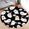 Halloween Niedlicher Weißer Elfen Geist Kürbis Schwarz Rutschfeste Fußmatte für Party Heimdeko Wohnzimmer Sofa Bettvorleger Bodenmatte