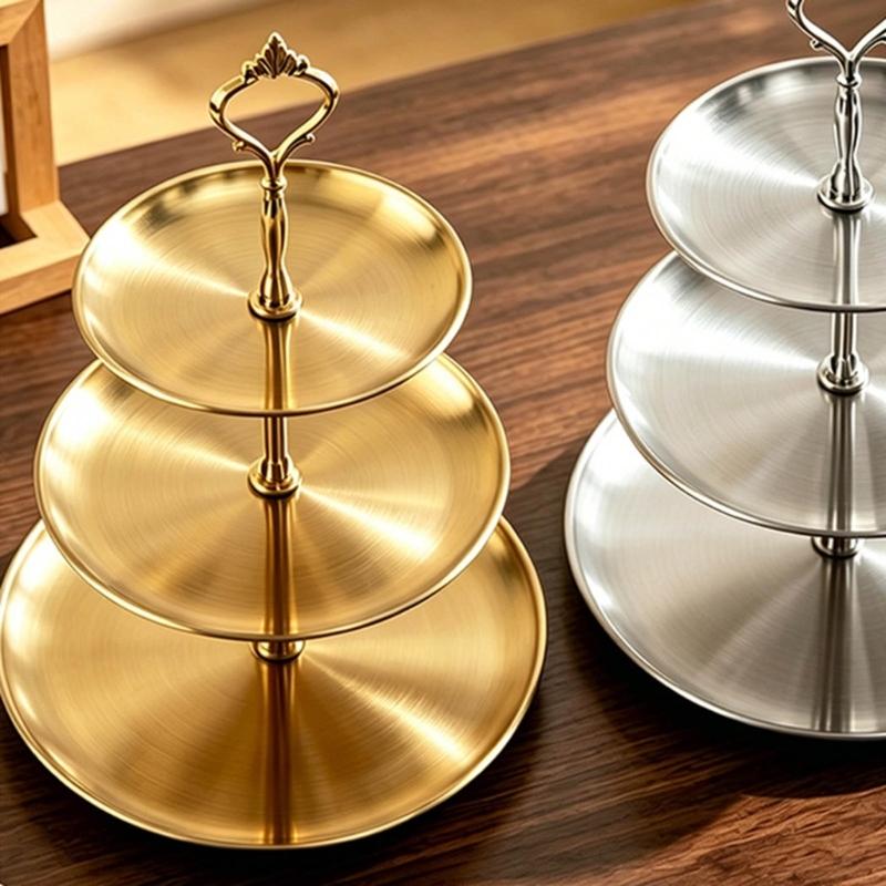 3 Tiers Metal Dessert Platters With Stable Base Display Stands Serving Tray For Wedding Receptions And Home Use