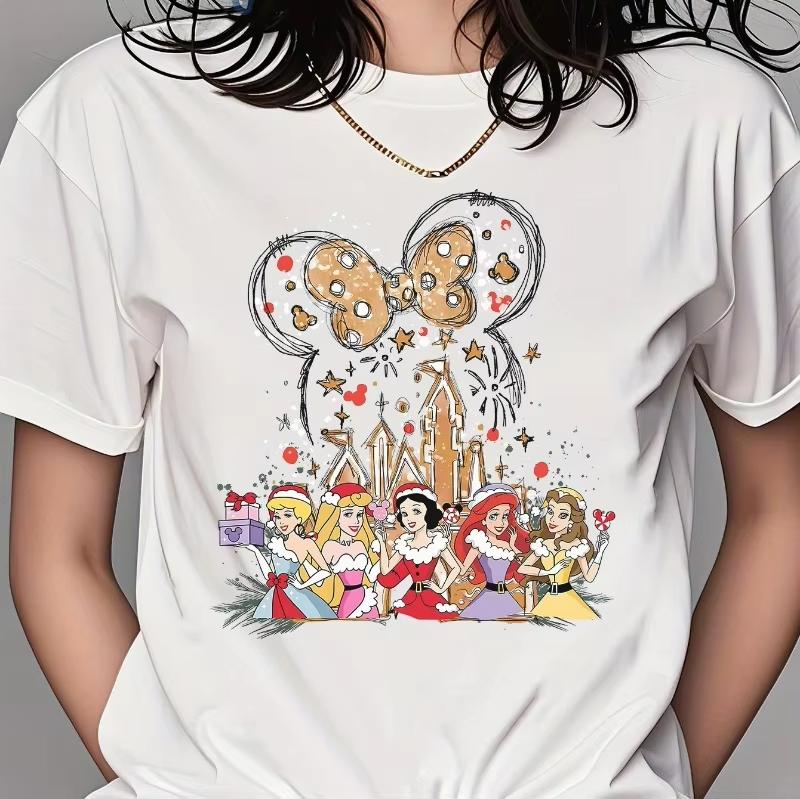 Princesses Christmas Gala Graphic Cotton TShirt Womens Unisexs Relaxed Fit Short Sleeve Crew Neck Tee S