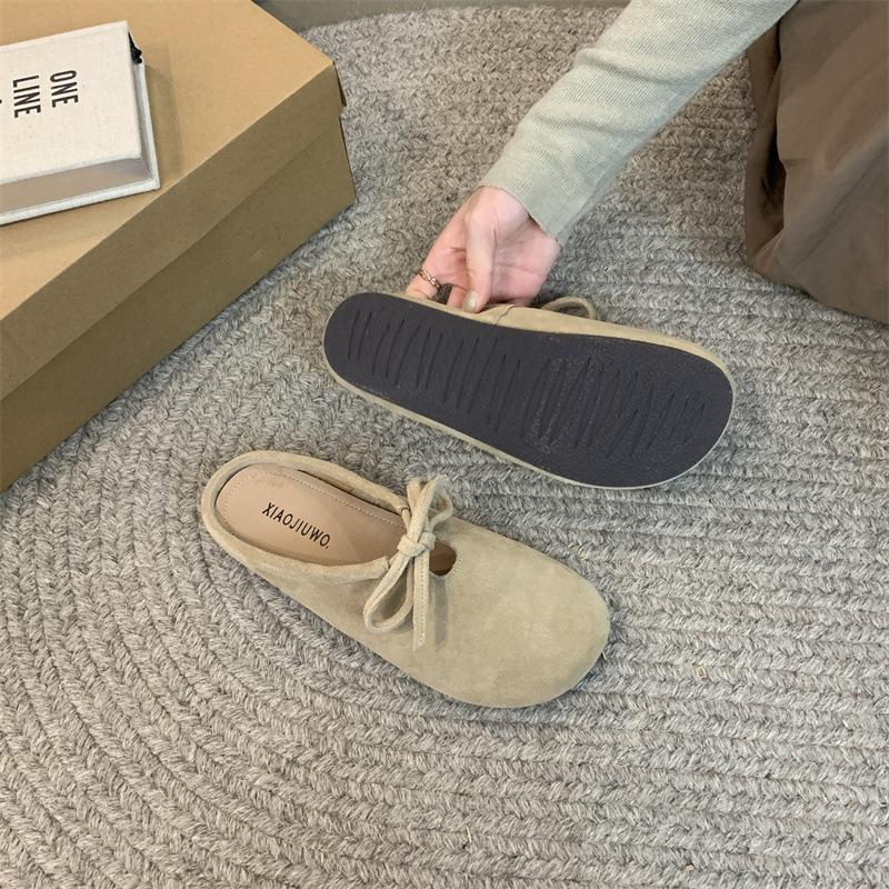 2025 Autumn New Lace-up Bow Bag Head Drag Casual Women's Slippers