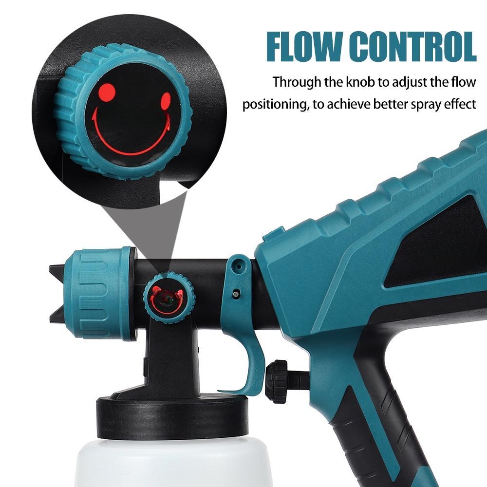 1500W 88VF 3 Nozzle Size 1000ml Electric Spray Gun Flow Control Airbrush For 18V Battery Household Electric Paint Sprayer