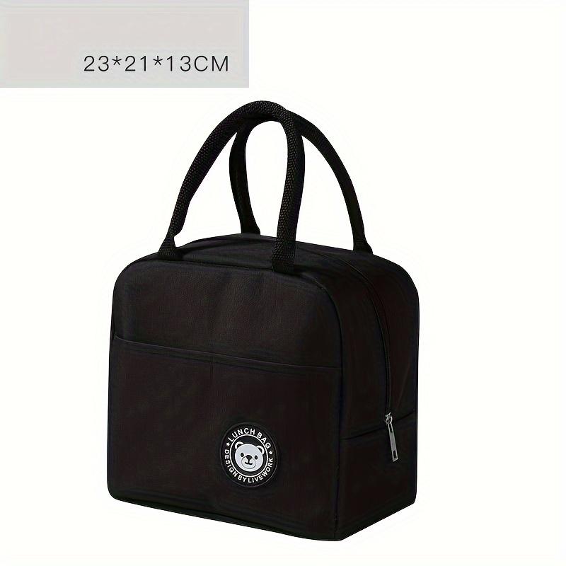

1pc Insulated Lunch Bag With Bear Pattern - Waterproof And Portable For School And Office - Keep Your Food Fresh And Delicious чорний