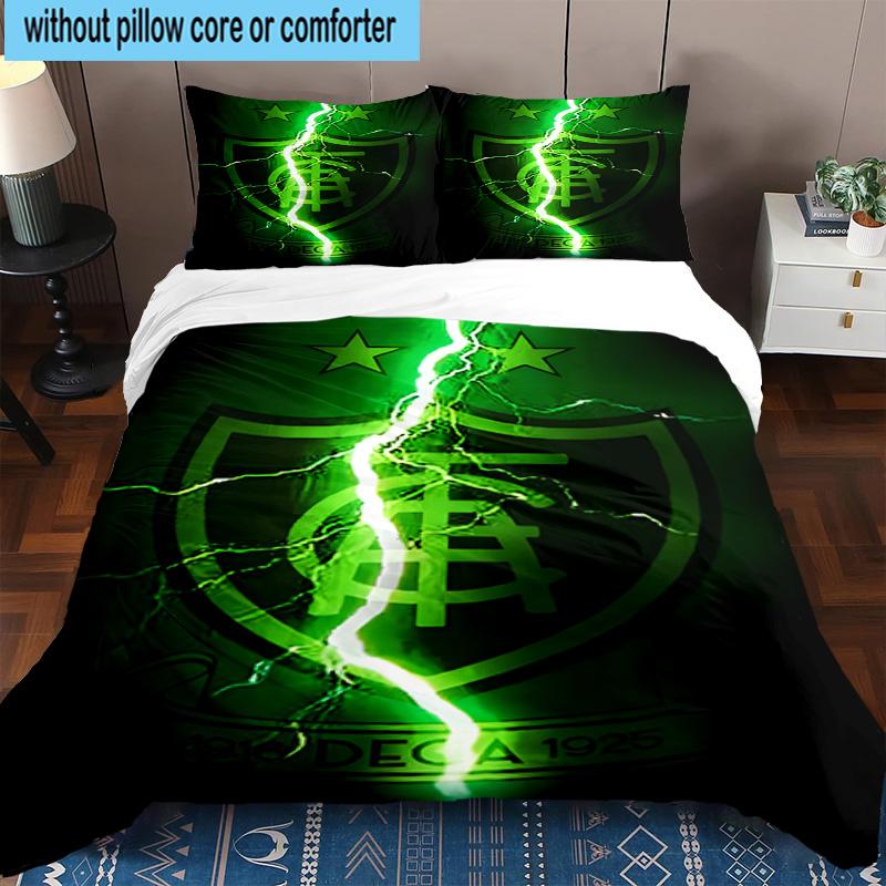 3pcs Green Shield Emblem Design Printed Bedding Set Duvet Cover Closure Includes 1 Duvet Cover & 2 Pillowcases Bedding Sets Home Decor Gifts