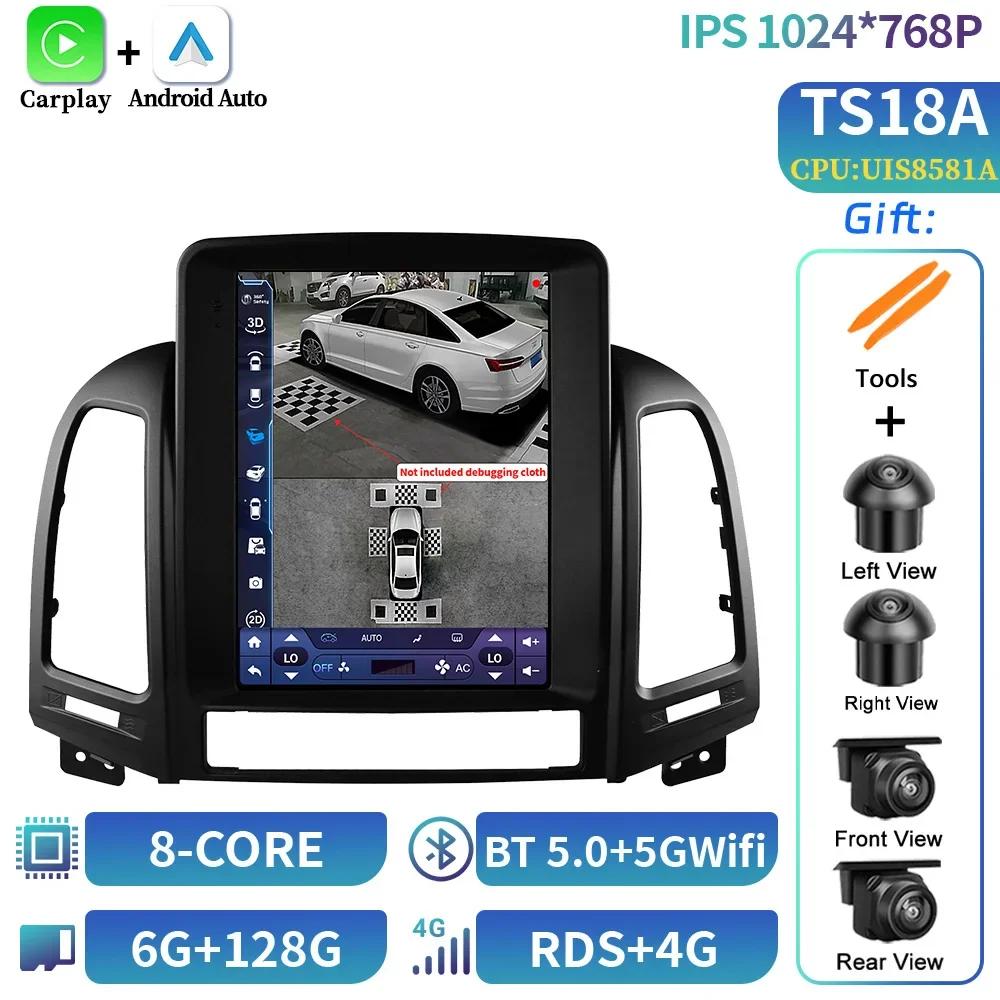 9.7" For Hyundai Santa Fe 2 2006-2012 Car Radio Multimedia Video GPS Android 14  carplay android auto Navigation CarPlay Monitor