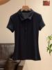 Premium Temperament POLO Lapel Waist Slim and Thin Shoulder T-shirt Spring and Summer Short-sleeved Beautiful 