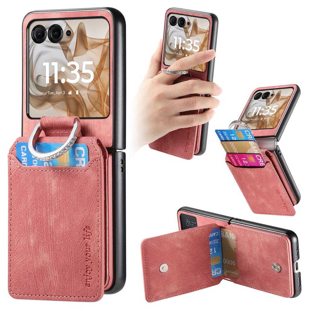 Etui z uchwytem na pierścień i uchwytem na karty Portfel Podpórka Pokrowiec na telefon do Moto Razr 70 60 50 40 Ultra dla Motorola Razr 70 60 50