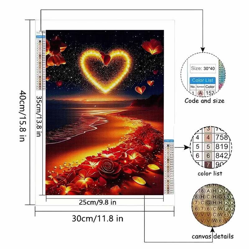 New Arrival 5D DIY Full Circle Diamond Painting "Love Beach" Embroidery Cross Stitch Home Decor Gift