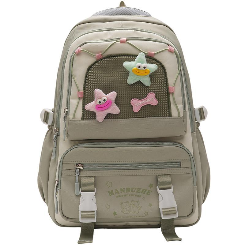 Shoulder Large Bag Capacity Solid Color Backpack Unisex School Travel Student