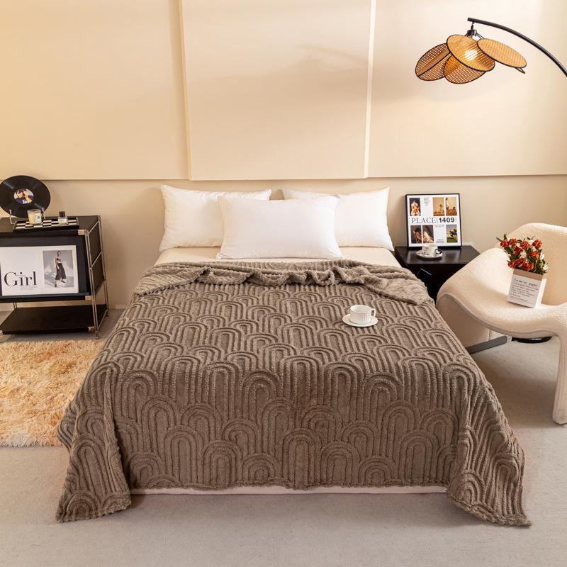Solid Color Roman Column Double Sided Plush Jacquard Blanket Multifunctional Nap Blanket Air Conditioning Blanket Soft Cozy Throw Blanket