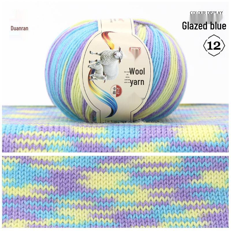Rainbow Gradient Wool Yarn for Hand-Knitted Sweaters, Baby Hats, and Scarves