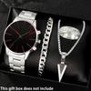1 Set Fashionable Business Men'S Watch Necklace Ring Stylish Men'S Quartz Watch Christmas Halloween Gift