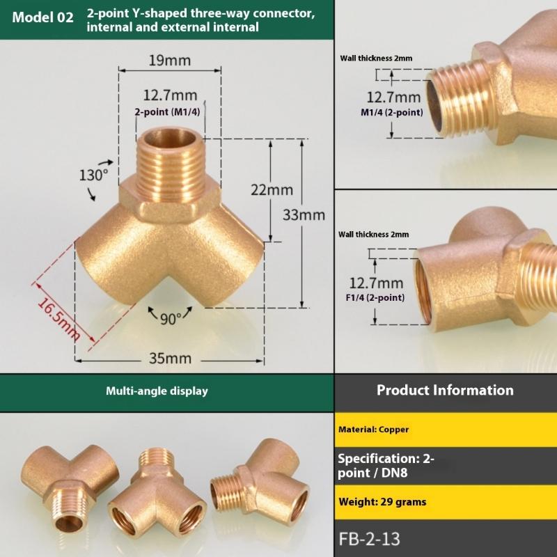 High Strength Brass Adapter Connector Double Outlet Flows Divider Fitting 1 Pair for Plumbing And Piping Systems