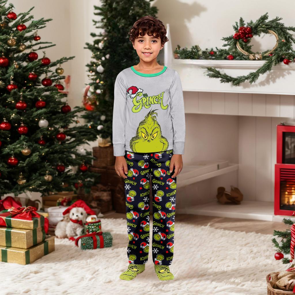 Parent-child Christmas Print Home Suit Long-sleeved Top And Pants