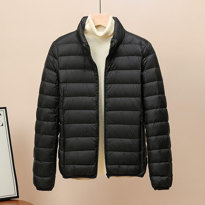 2025 New 90% White Duck Down Stand-up Collar Hooded Down Jacket Women's Short Slim-fit Large-size Winter Coat