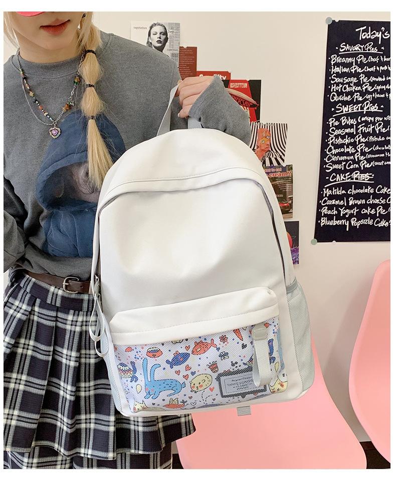 Schoolbag School Bag Neutral Large Capacity Simple Backpack Korean Edition Fashion Backpack Student Male Female Campus High School School Bag
