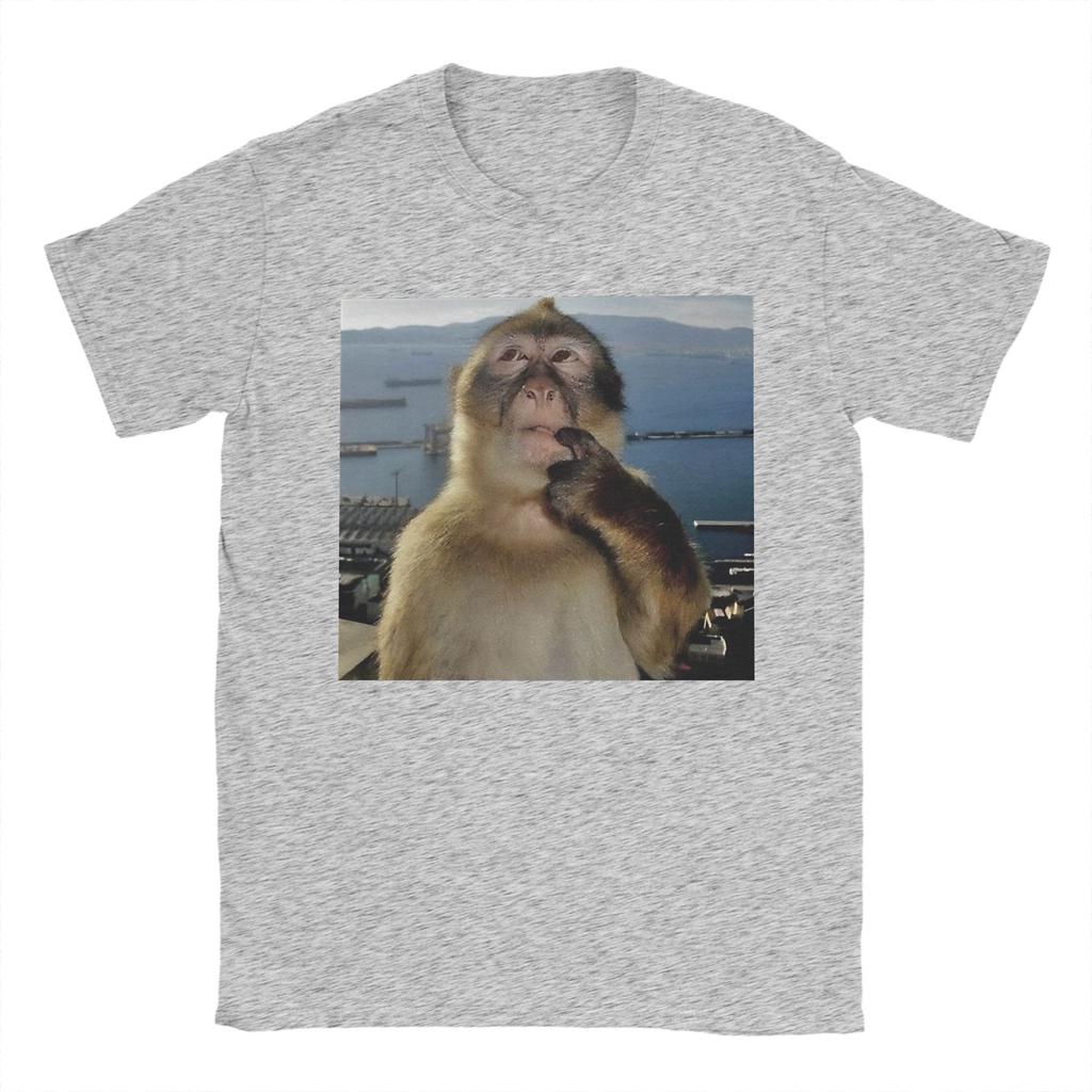 Funny Thinking Monkey Meme Tee Shirt for Unisex Women Graphic T Shirts Cotton Clothing