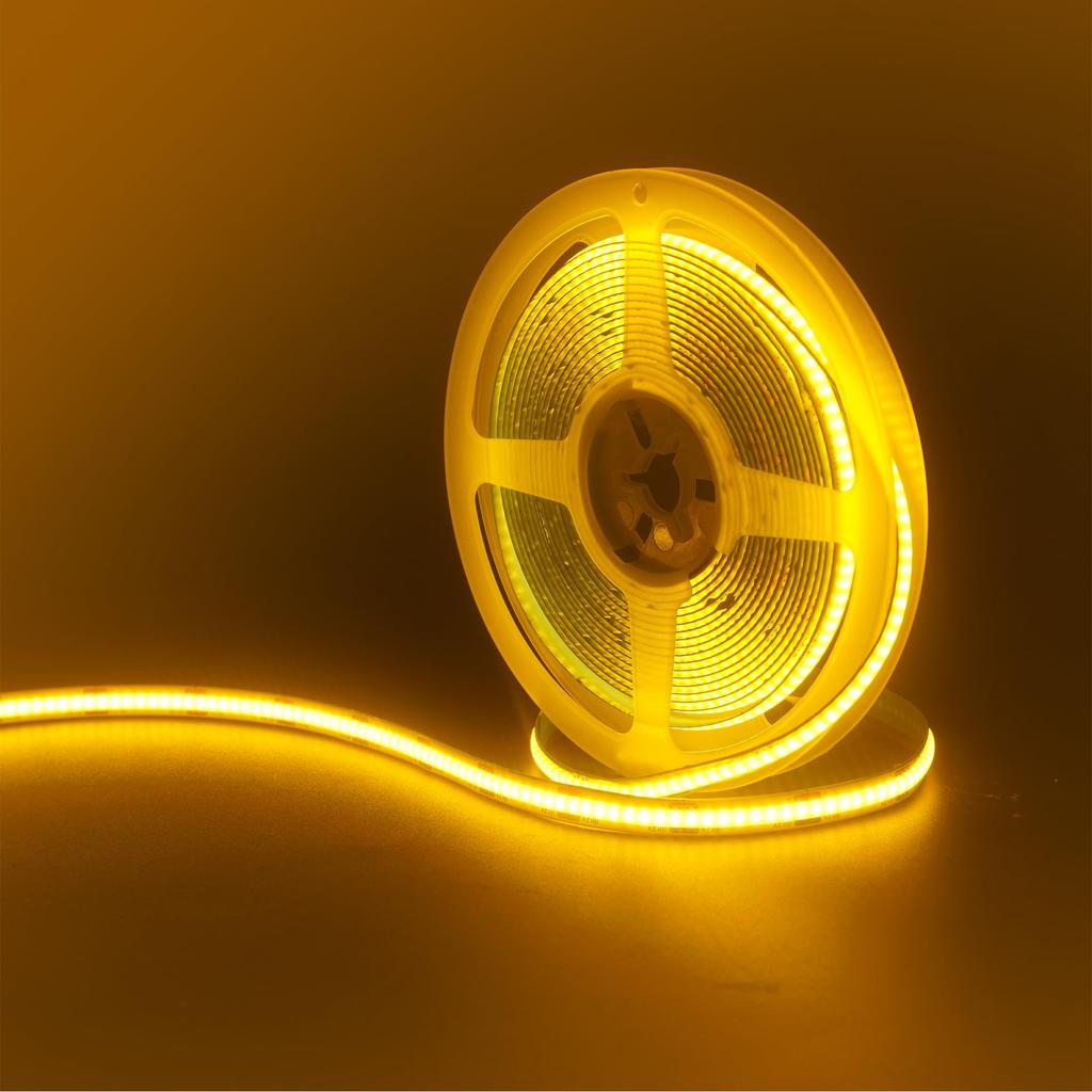 Clearhill 12V DC Taśma LED COB (Złącze przewodu żeńskiego + czarno-czerwonego), 5M Pomarańczowy, 320 LED/m, Mocne Światło, Szerokość 8mm, Nie wodoodporny, IP20,