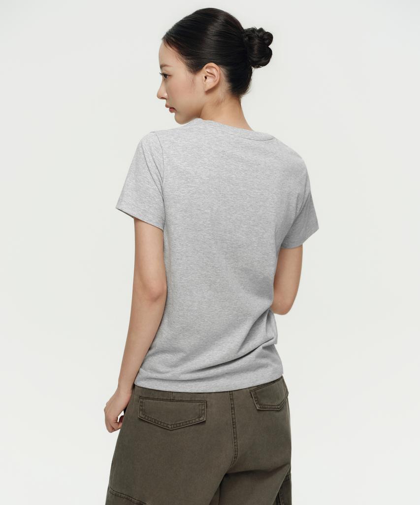 MUSINSA STANDARD WOMAN [Cooltandard] Women'S Basic Crew Neck T-Shirt [Medium Grey]