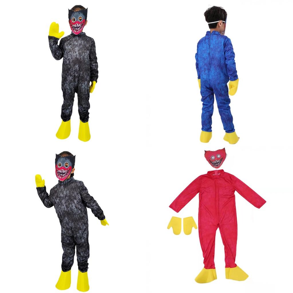 Kids Huggy Wuggy Poppy Playtime Cosplay Costume Bodysuit Jumpsuit Mask Gloves For Unisex