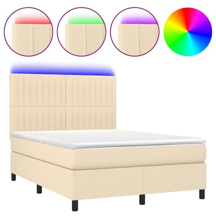 VidaXL Slatted Bed Base with Mattress and LED, Upholstered Bed, Double Bed, Adult Bedroom Interior Bed, 3135042