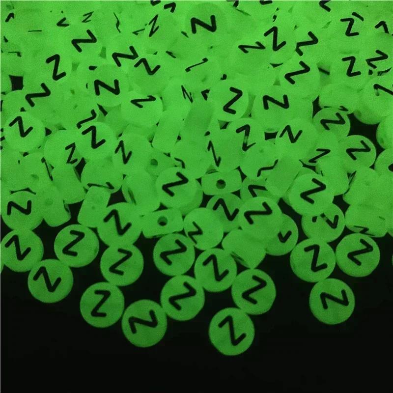 100-500PCS Acrylic Luminous A-Z 26Letter Beads Loose Spacer Alphabet Beads For Jewelry Making DIY Charms Bracelet Necklace