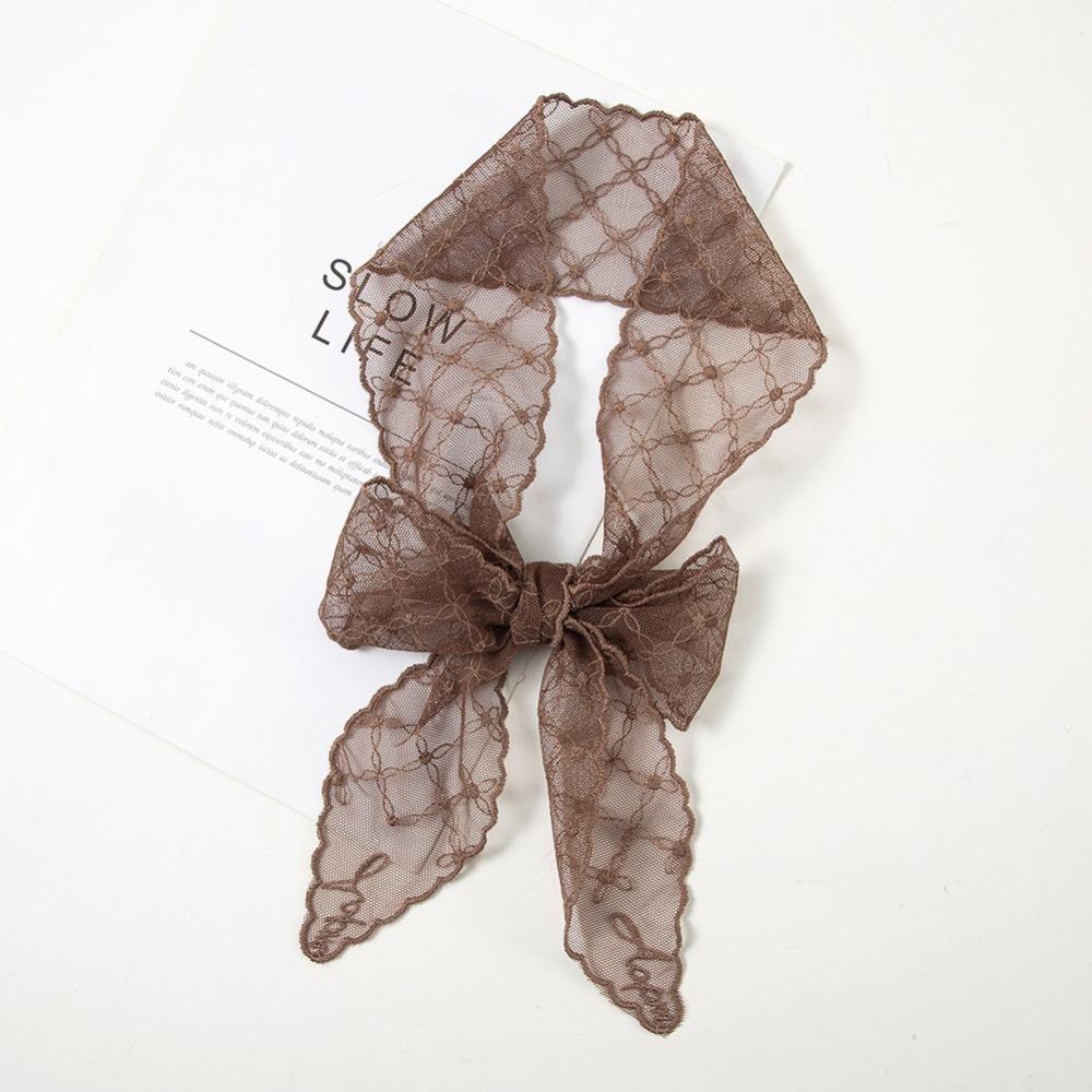 Embroidered Flower Women Narrow Long Scarf Elegant Ribbon Waistband Cute Female Headscarf Summer