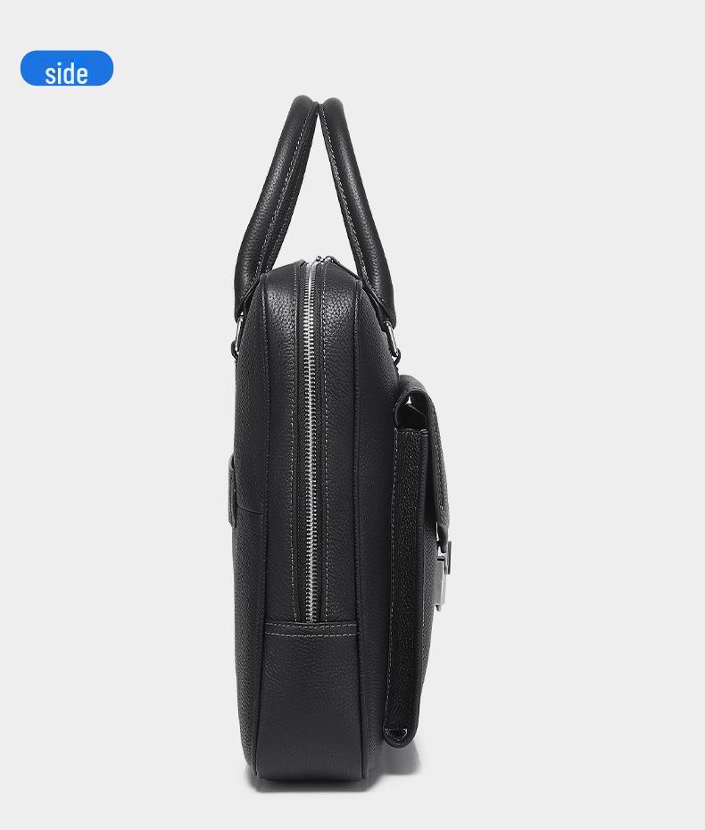 Men's Genuine Leather Water-Resistant Briefcase: High-End, Large-Capacity Commuter Bag