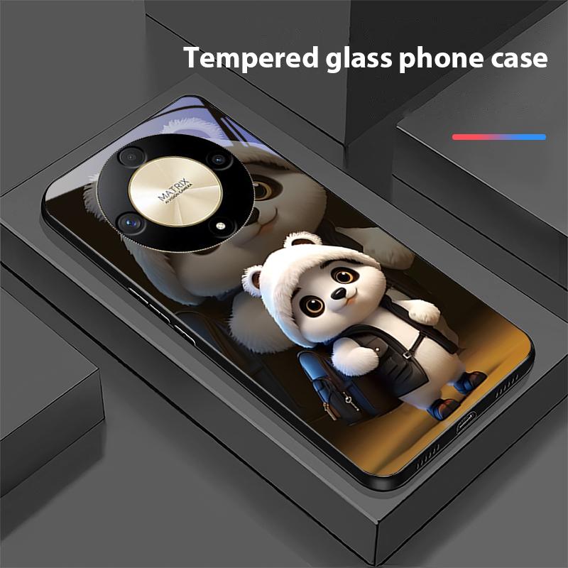 Cute Little Panda For Honor Magic 6 50 70 90 Lite X7b 200 Pro Nova 10 Nova 5T X6 P30 Pura 70 Ultra Tempered Glass Phone Case