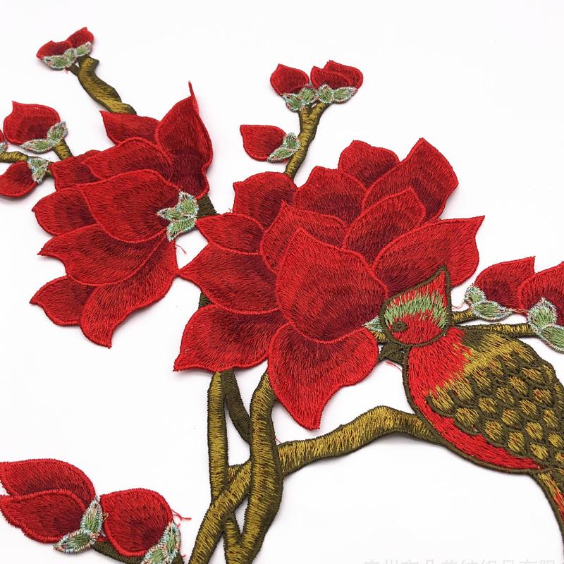 1 Set Applique Repair DIY Patches For Jeans Hat Embroidered Magnolia Bag Clothes Fabric Stickers Embroidery Flower