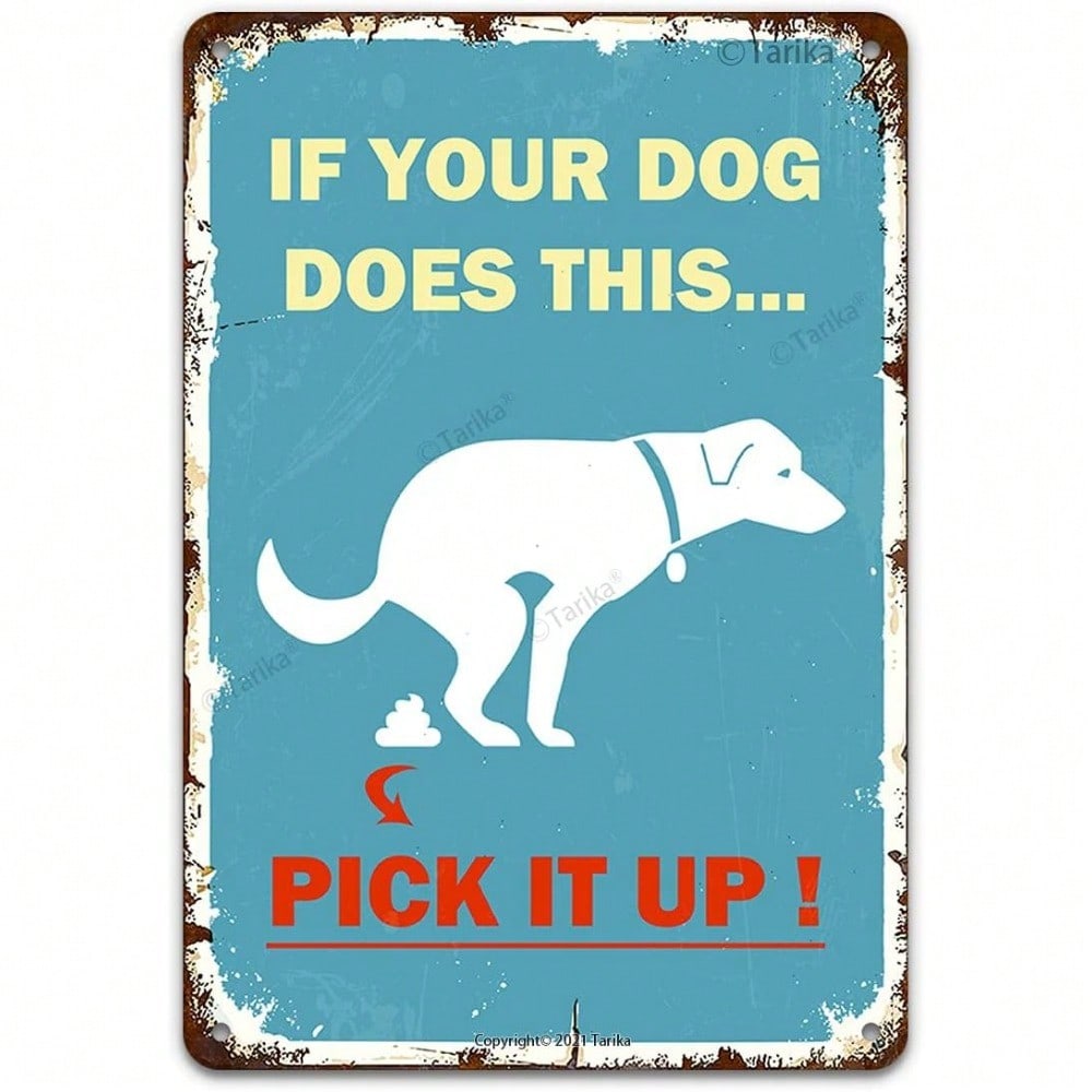 

Vintage Tin Sign Dog Poop Funny Bar Wall Art 8x12 Inch Retro Home Decor різнокольоровий