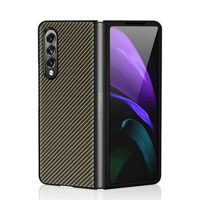 Luxuriöse Handytasche aus Kohlefaser für Samsung Galaxy Z Fold 3 Fold3 Fold2 Fold 2, ultradünne, leichte Hülle