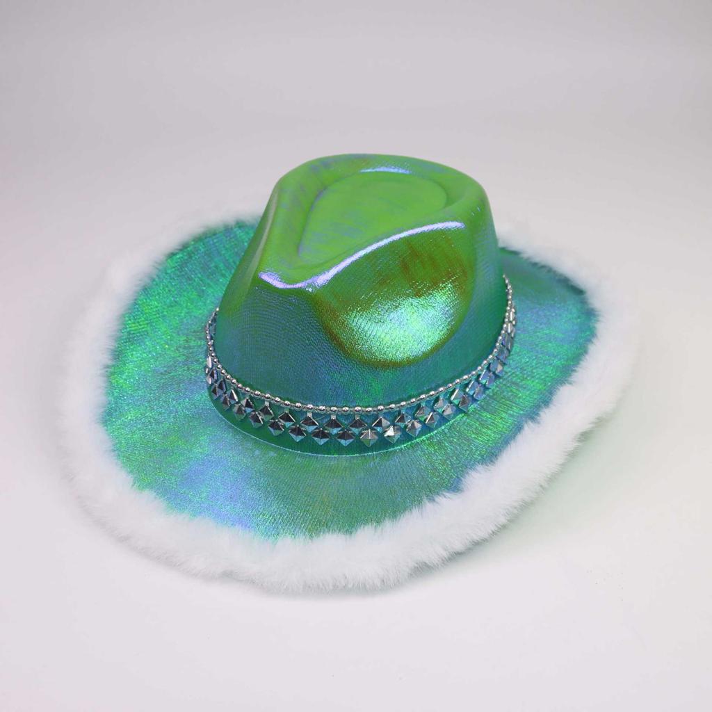 Halloween dress up hot sale shiny cowboy hat glitter diamond strip cowboy hat carnival hat