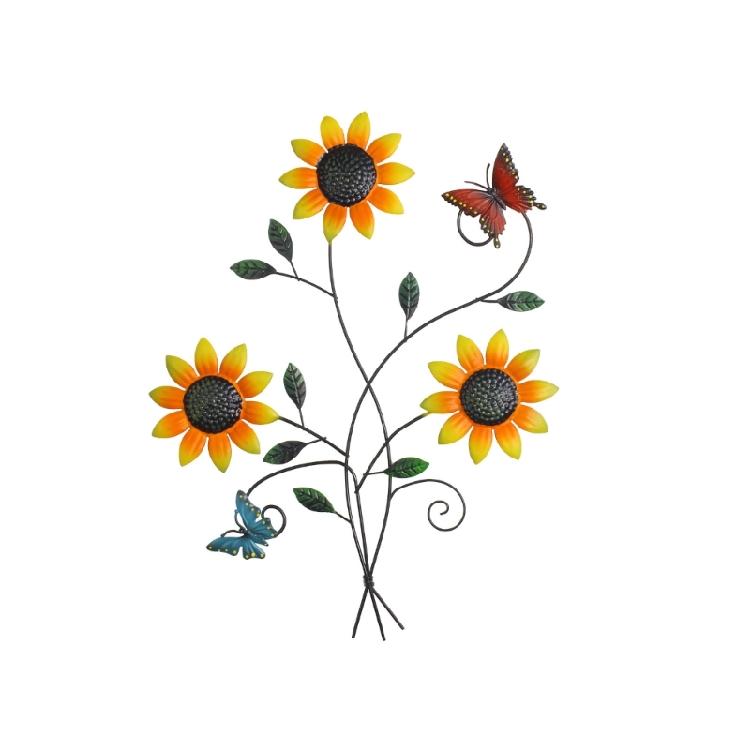 Outdoor Metal Sunflowers Wall Hanging Decors Handmade Iron Weather Resistant Ornament For Patios Balconies Decoration