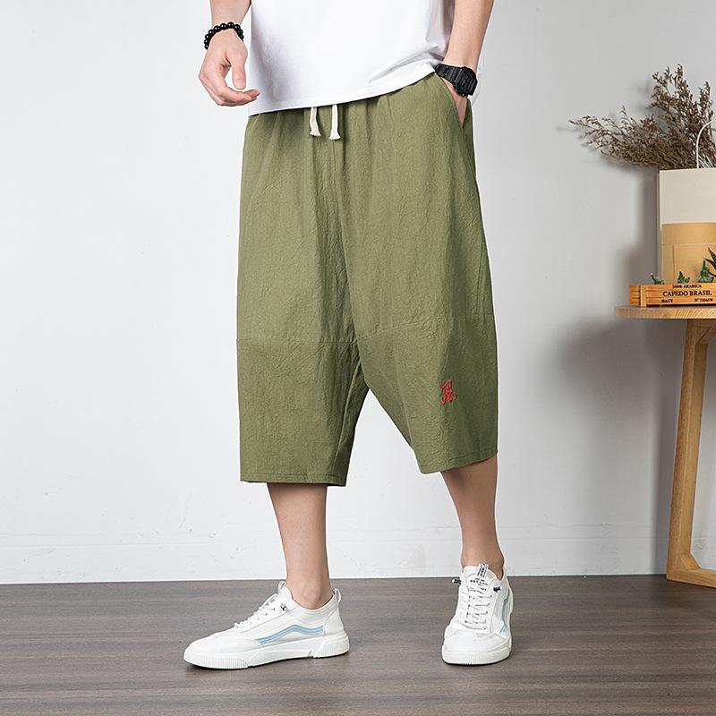 Letní kalhoty Velké velikosti Pánské Bavlněné Vysoké Velké velikosti Široké nohavice Lněné kalhoty Oversized Jogger kalhoty Pánské Plus Size Volné kalhoty