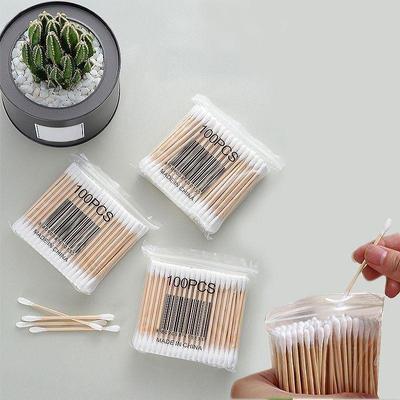 100 Stück beidseitige Wattestäbchen für Ohren- und Make-up-Reinigung