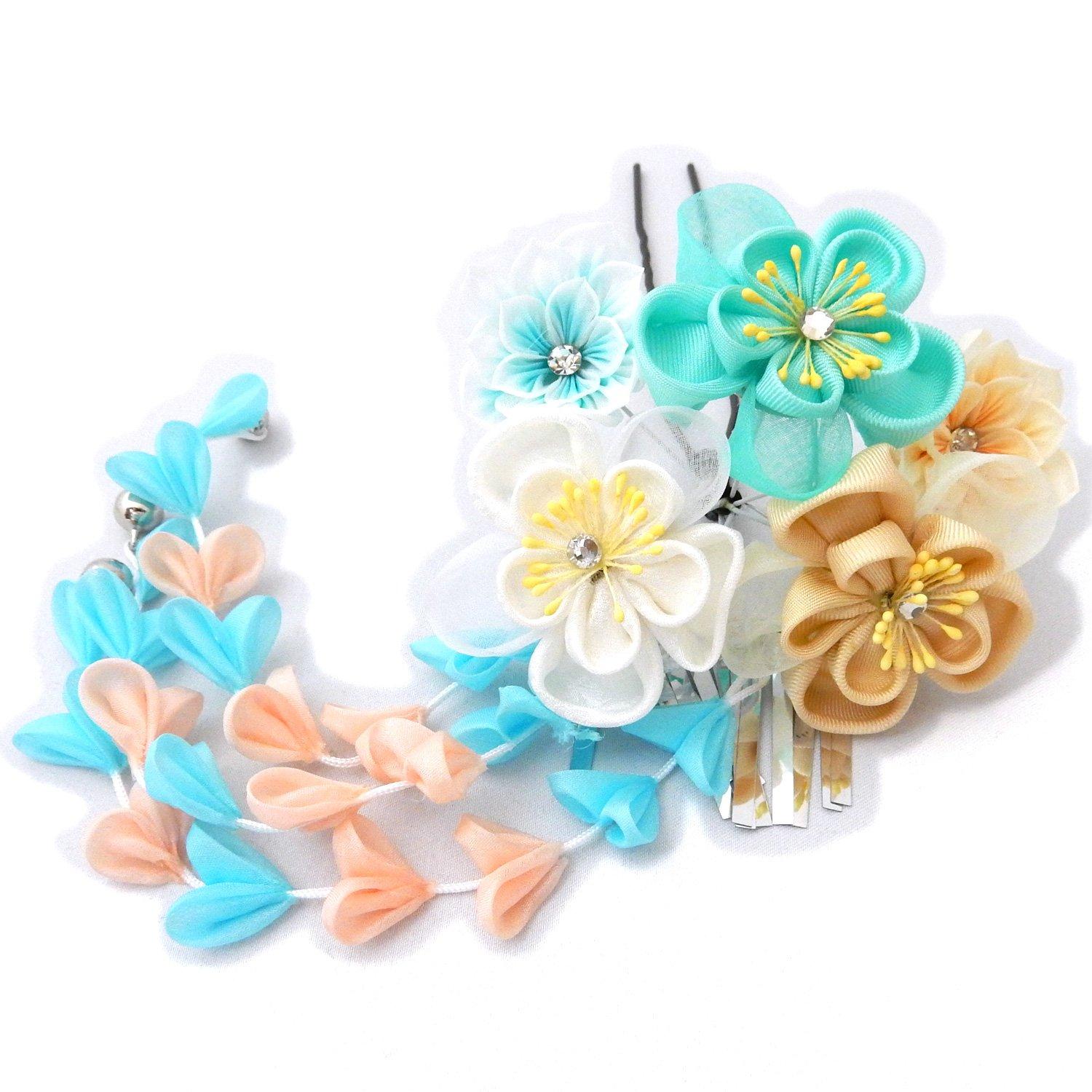 

Подвеска для волос Глициния Аксессуар для волос Цумами-дзаику Украшение, Церемония совершеннолетия, Свадьба, Кимоно, Юката, светло-синий