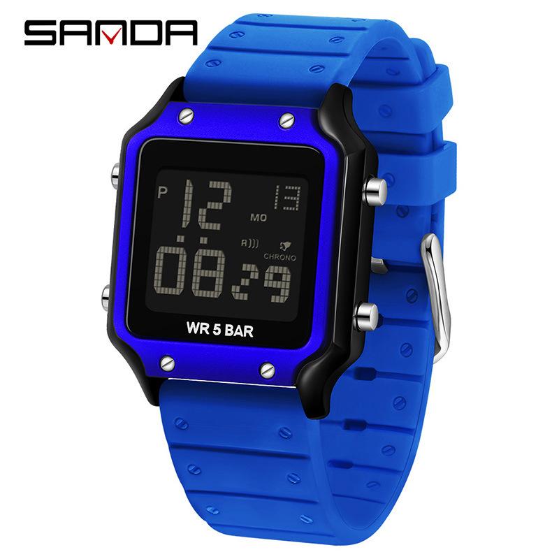 SANDA Electronic Watch Multifunctional Waterproof Sports Electronic Watch Fashion Trend Silicone Band Electronic Watch