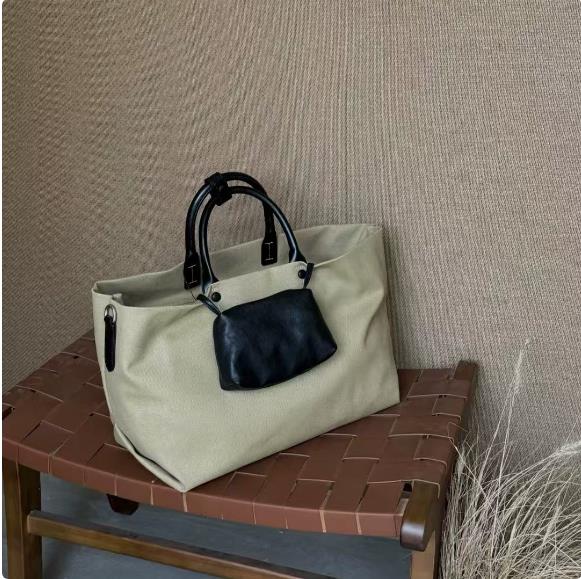 

New Vintage Large Capacity Canvas Tote Bag Top Layer Commuter Bag for Men And Women Suitable for Short Trips And Work білий