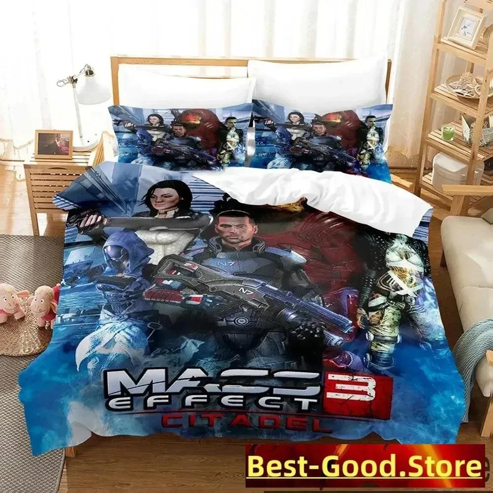 3D Print Game Mass Effec Bedding Set Printed Bed Set With Pillowcase Bed Duvet Cover Soft Single Double Queen Super King Size