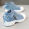 New Canvas High-top Women's Shoes 2025 Spring and Summer Breathable Thick Bottom Heightening Casual Shoes Martin Boots Sneakers