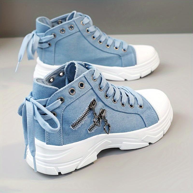 New Canvas High-top Women's Shoes 2025 Spring and Summer Breathable Thick Bottom Heightening Casual Shoes Martin Boots Sneakers