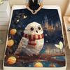 1Pc Cartoon Print Flannel Blanket, High Quality Comfortable for All Seasons, Home Decor, Warmth and Comfort, Perfect for Christmas Birthday Gift
