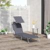 Folding Sun Lounger Garden Lounger, Sunshade, 4-position Adjustable Backrest, up to 120 kg, Grey